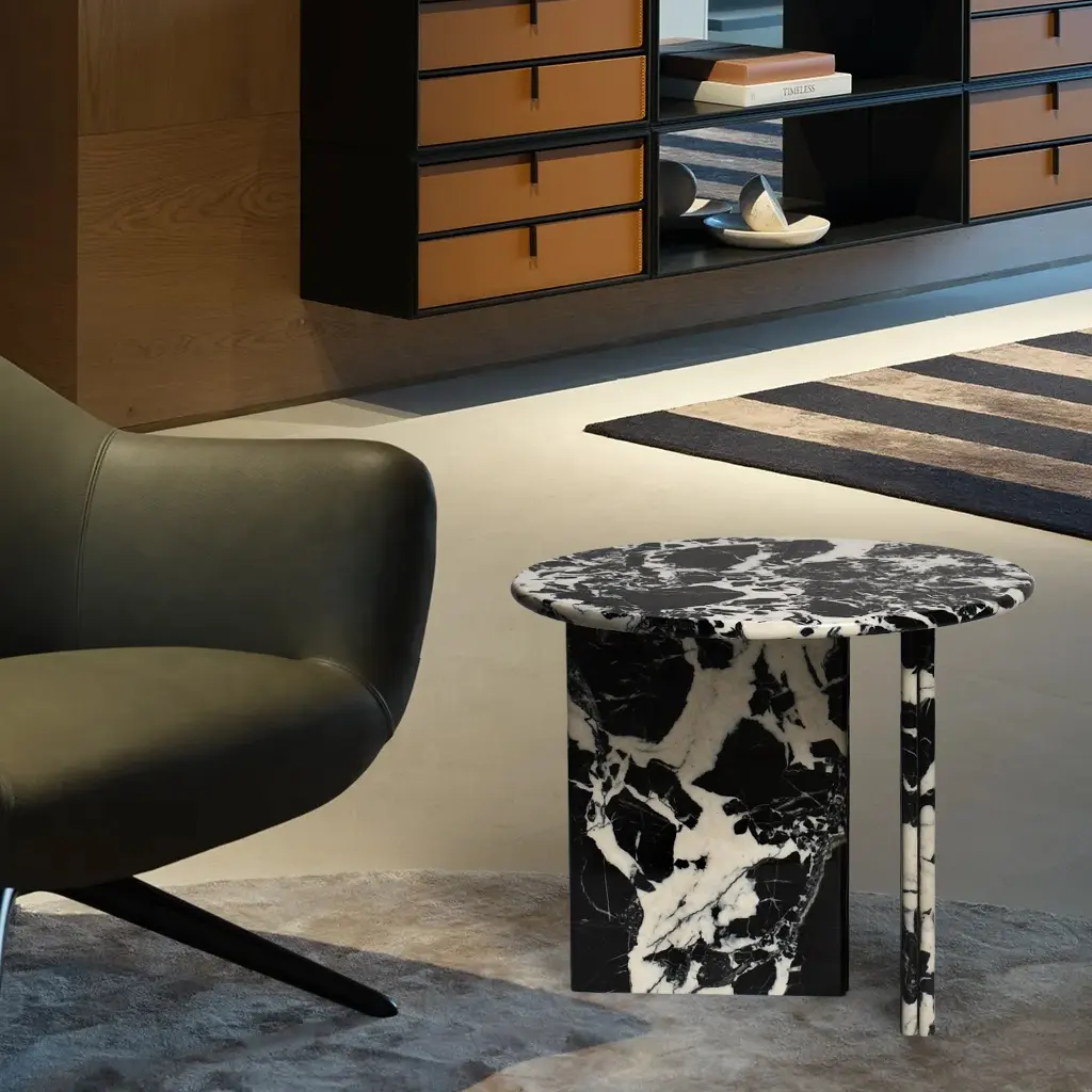 Unico napoleone marmo nero blocco tavolo cubo laterale in marmo plinto in marmo soggiorno mobili pilastro centro tavolino da caffè