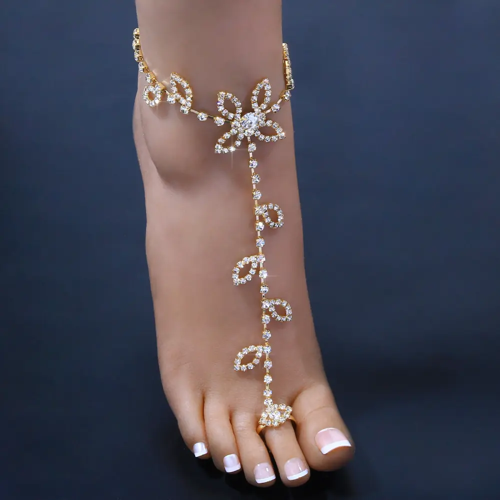 Cadena de tobillo con diamantes de imitación para mujer, cadena de tobillo de circonia cúbica, Micro zirconia, moda europea, Verano