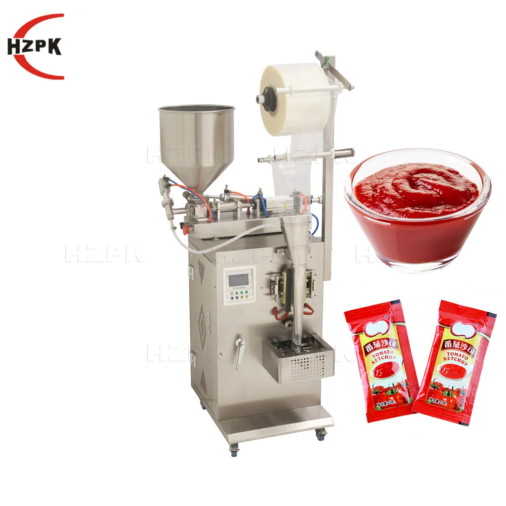 Máquina de envasado multifunción de bolsas de plástico para alimentos Ketchup automática vertical HZPK para pequeñas empresas