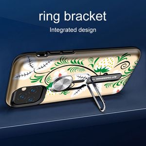 IPhone 11 Pro用リング電話ケース、フィンガーストラップと金属製の装飾が施されたフローラルフォトクロミックハイブリッド電話カバー - Product Image 5