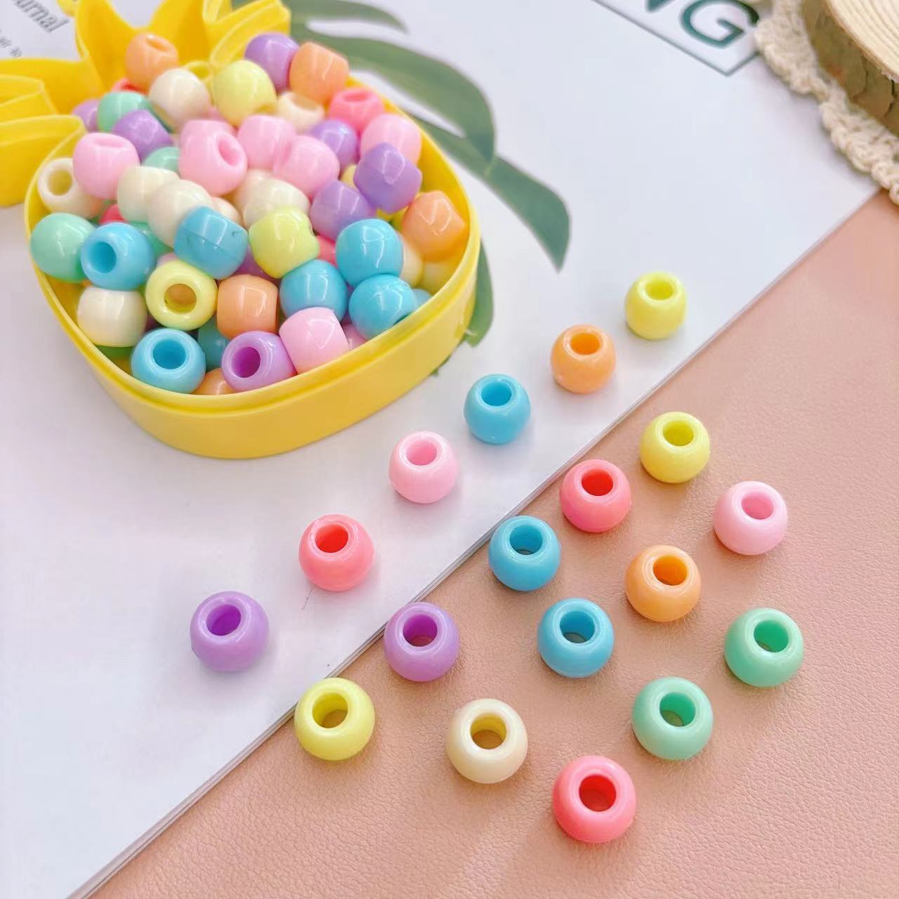 Boîte de perles à gros trous 17 couleurs 1012, 80 perles par boîte