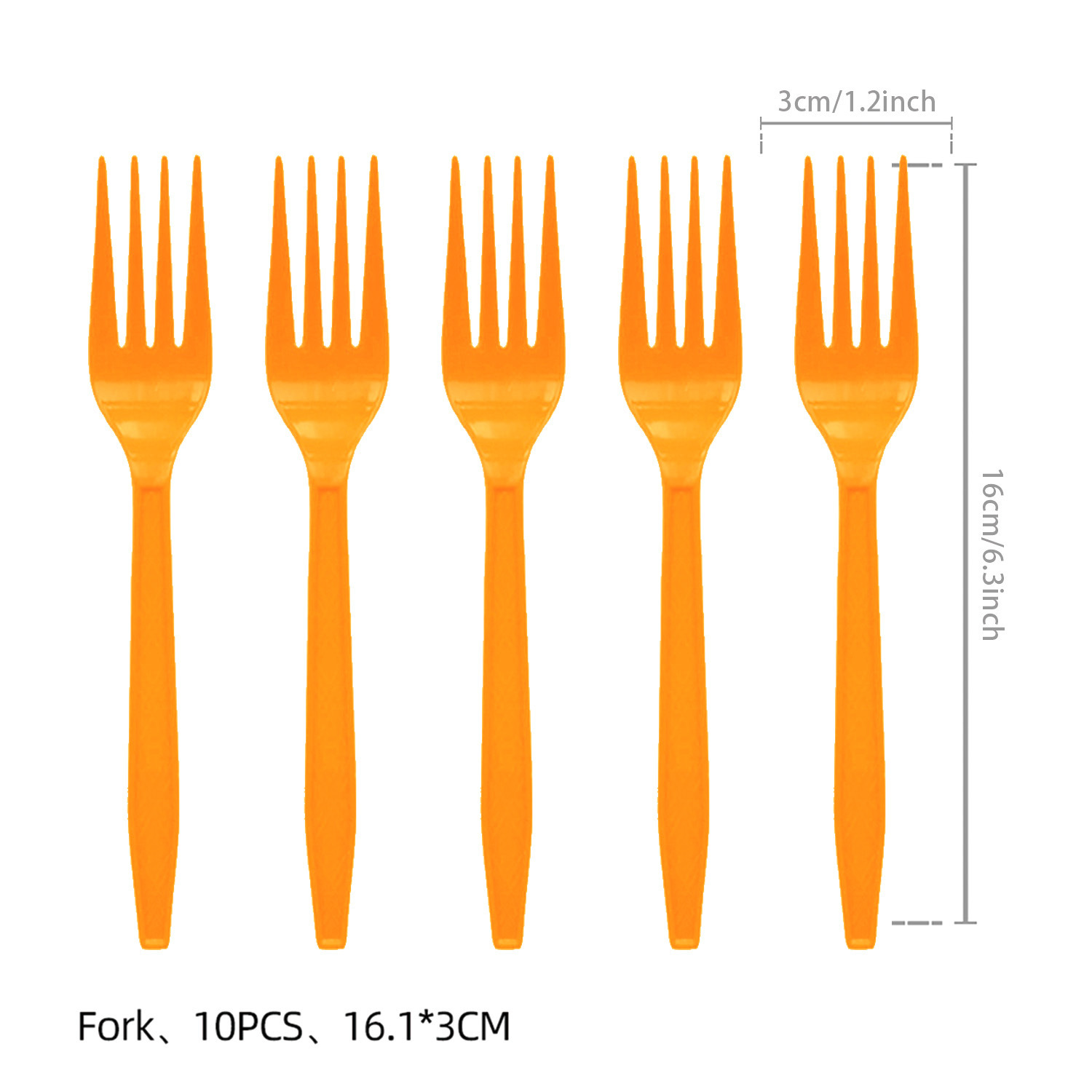 Green Orange-10pcs plastic fork
