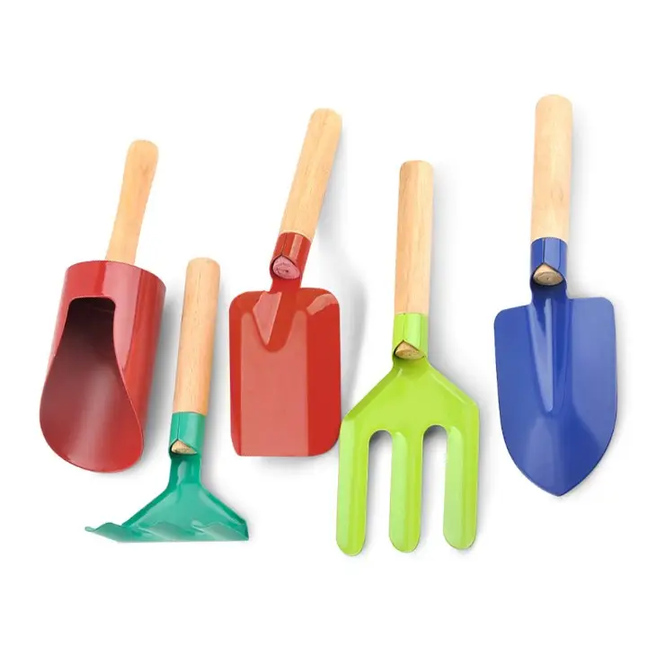 Hot Sales Mini Tool Kit with Wooden Handle Shovel Gardening Toys Kids Digging Bag Kits Gift Hand Children Garden Tools Set