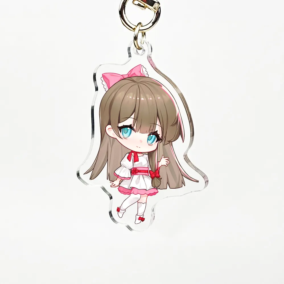 Diy Cute Cartoon Acrylic Keychain Different Sizes Stainless Steel Keychain with UV Printing