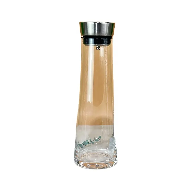 Bouilloire à eau en verre de 1000ml avec couvercle en acier inoxydable grande capacité transparente stable pour le thé et le café