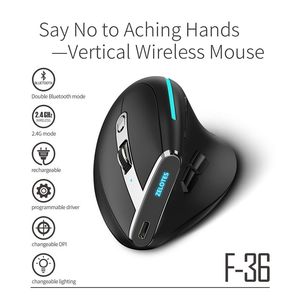 2024 F-36 Led ışık üç mod 2 BT ve 2.4G kablosuz fareler 5 ayarlanabilir DPI 8 düğme programlanabilir şarj edilebilir dikey fare - Product Image 2