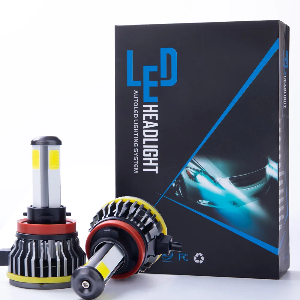 GPNE S10 COB lambası H4 H7 H11 4 taraflı 360 led far ampulü için otomotiv kafa ışık fitment