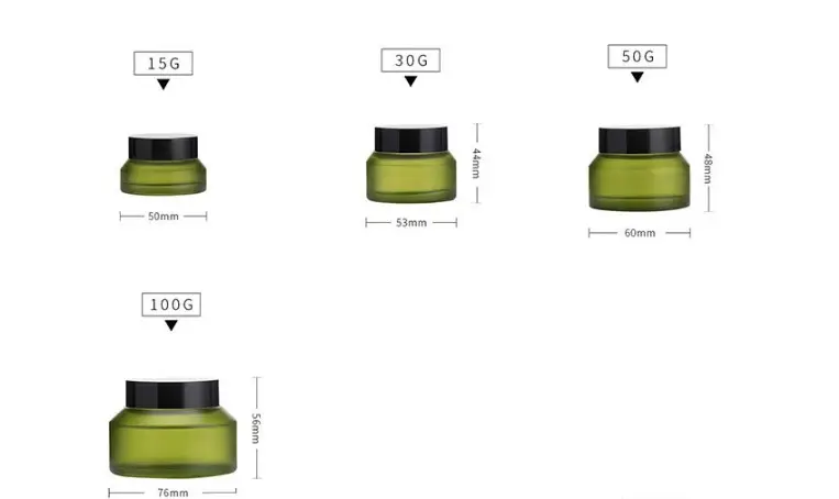 Botella de cristal de lujo para cosméticos, envase de loción de 30ml y 100ml con bomba, para el cuidado de la piel, en frasco verde mate