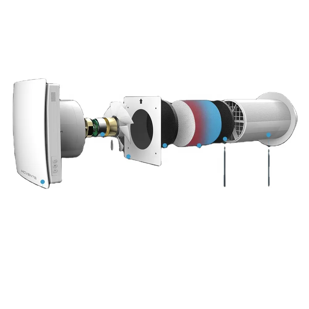 Vt501 fonte de fluxo alternativo ultra silenciosa, baixa energia com ventilador de extrato com recuperação de calor e sistema de ventilação