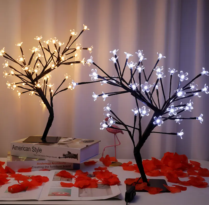 Комнатный Романтический светодиодный ночник в виде вишневого дерева, настольное украшение для дома, подарок, вечеринка, праздник, свадьба, Рождество, окружающий свет