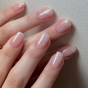 High Quality Full Cover Press on Nails <strong>Tips</strong> Clear Short Almond <strong>Shape</strong> Pink Press on Nails - Product Image 1