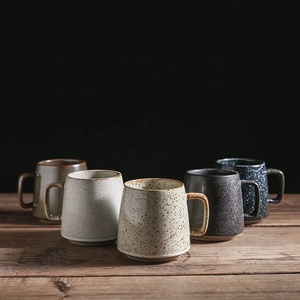 Ceramic Coffee Mug, Unique 350ml Pottery Latte <strong>Cups</strong> With <strong>Big</strong> Handle Vintage Style for Kitchen, Microwave Safe Multi Colors - Product Image 3