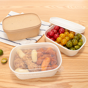 500ML el sanatları togo ambalaj gıda kutusu paket servisi kapaklı ham pirinç kağıt paketleme kutusu kase gıda ambalaj kapları - Product Image 6