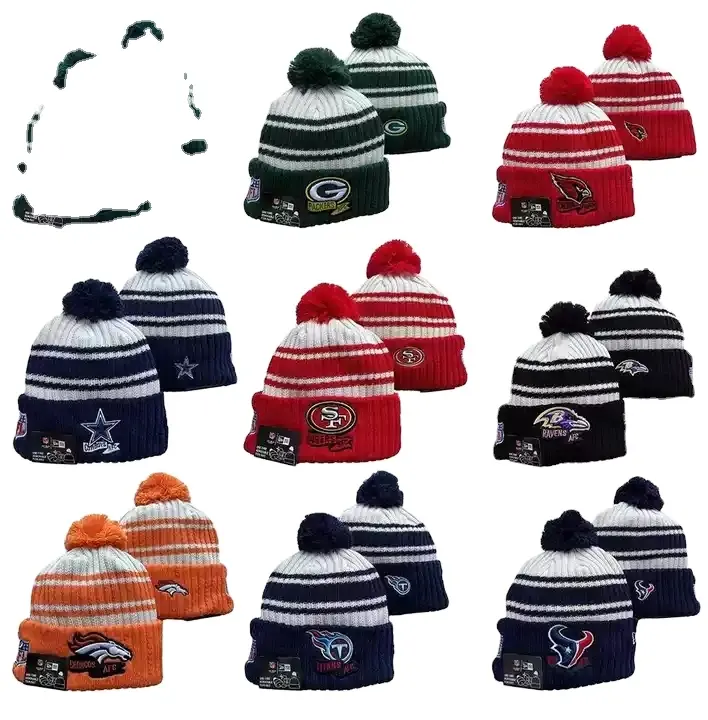 Huayi의 모자 인기있는 최신 디자인 Nf 모든 32 팀 니트 겨울 모자 미국 축구 Beanies 축구 모자 미국
