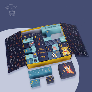Advent Calendar <strong>Box</strong> Customized Standing 8 Calender Dog of Children Emty <strong>Round</strong> <strong>Toys</strong> Vintage Perforated Advent Calendar <strong>Box</strong> - Product Image 6