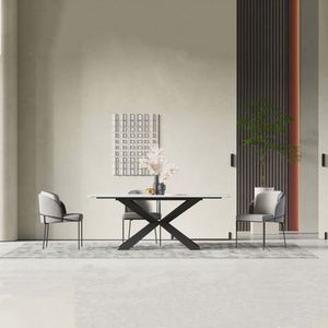 Modern Design <strong>Square</strong> <strong>Expandable</strong> Extendable White Mable Dining <strong>Table</strong> and Chair Dining <strong>Table</strong> Set - Product Image 3