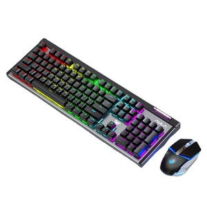 AULA T610 Wiederauf ladbarer drahtloser RGB-Tastatur-und Mausset mit Hintergrund beleuchtung Gaming Office Desktop-Laptop mit Metall funktion