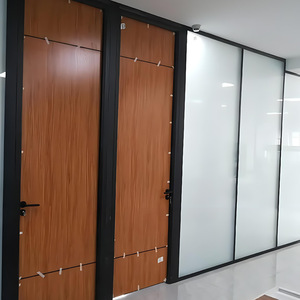 Diseño de particiones de vidrio modular doble transparente, esmerilado y obturador para sistema de división de oficina con puertas - Product Image 5