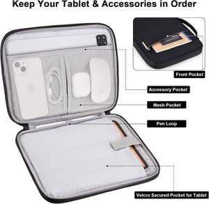 Çok amaçlı cep fermuar yastıklı koruyucu seyahat 9-11 inç klavye <span class=keywords><strong>Tablet</strong></span> kol taşıma çantası saplı çanta iPad için - Product Image 2