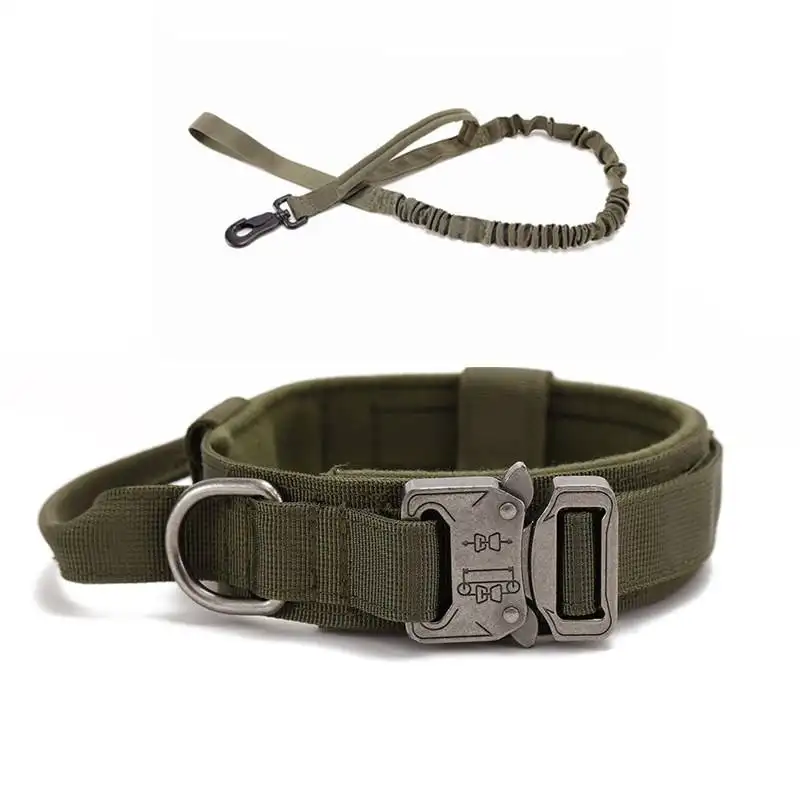 Tali leher anjing taktis, set tali nilon anjing tahan lama dapat disesuaikan untuk latihan jalan anjing Aksesori hewan peliharaan