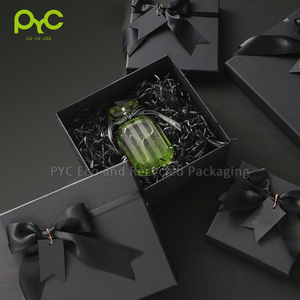 PYC-caja de papel con lazo negro liso, conjunto de cajas de embalaje de regalo, anidadas - Product Image 4
