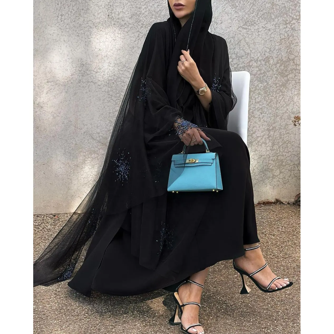 Abaya à perles pour femmes, dernière conception personnalisée, Ramadan noir luxe islamique dubaï musulman