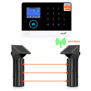 Wireless 3 Beams Solar Eingebauter batterie betriebener aktiver Infrarot detektor für den Außenbereich 150m Perimeter Security Intrusion Alarm - Product Image 2