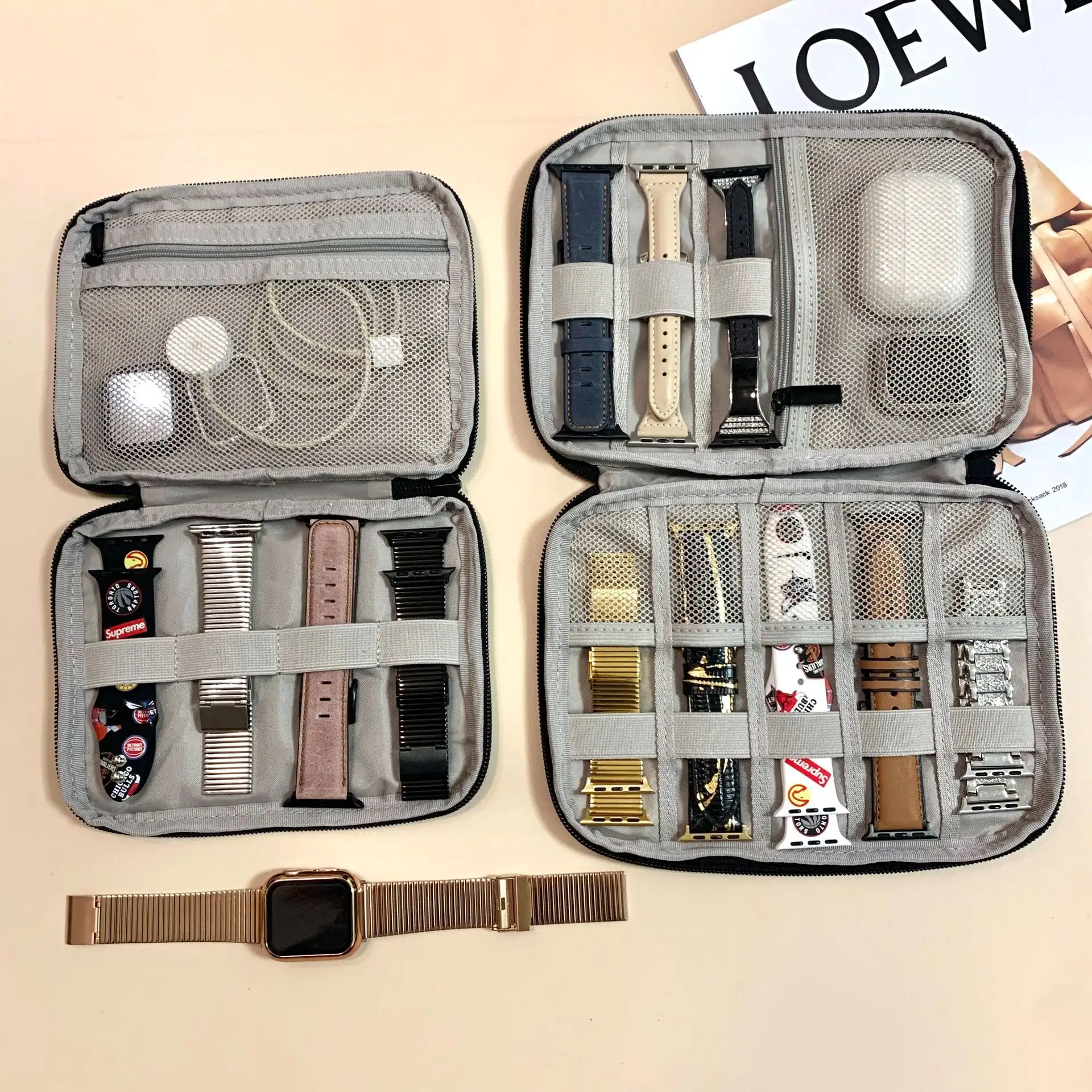 S M Größen Uhren armband Aufbewahrung koffer Tragbare Organizer-Tasche für Apple Watch iwatch Airods Trage tasche Kompatibles Zubehör