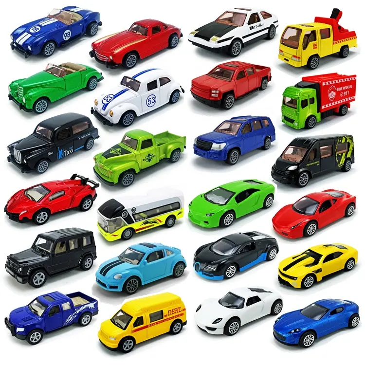 1:56 die cast brinquedos metal carro modelo puxar para trás carro em bolhas ou caixa de janela mais de 100 desenhos