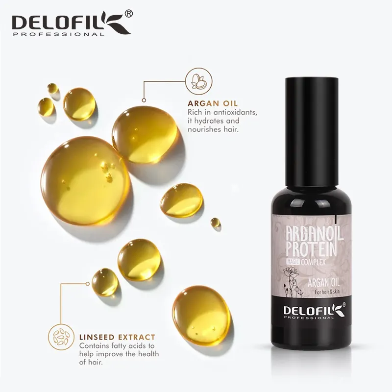 Delofil Keratin điều trị tóc tự nhiên hữu cơ Argan dầu sâu sửa chữa hư hỏng tóc bảo vệ màu tóc dầu gội và điều thiết lập