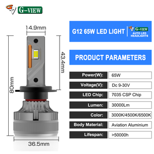 G-View Headlight <strong>LED</strong> H7 H4 H8 H19 <strong>9012</strong> 9005 9006 H8 H11 Models Canbus H7 <strong>LED</strong> Nondestructive Installation <strong>LED</strong> Lights for Car - Product Image 3