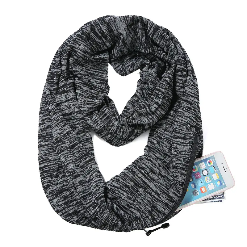 Écharpe Infinity en Viscose pliable pour femmes, foulard Portable avec poche avec fermeture éclair, boucle personnalisée, nouveau, 2019