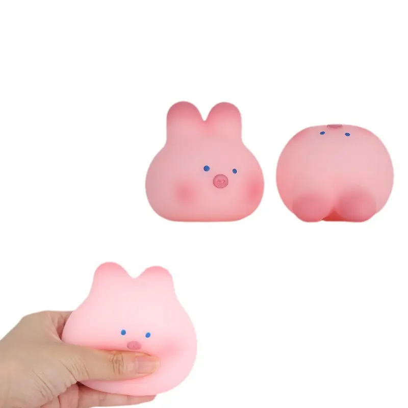 Alivio del estrés Squeeze TPR Soft Rabbit Pig Fidget Toys Juguete de ventilación de descompresión para máquina expendedora Soft Rabbit Pig