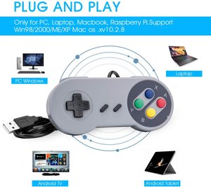 SFC USB Retro Gamepad classico, Controller di gioco SNES per PC, Raspberry Pi, Windows MAC Linux, Android GP100 (Grey) - Product Image 4