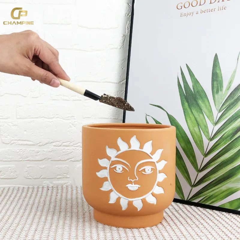 Vaso da fiori in porcellana Nordic Modern Sunflower colored Drawing Design Home Garden Decoration vaso per piante da giardino in ceramica