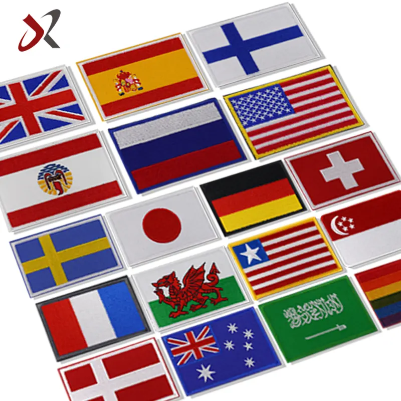 उच्च गुणवत्ता झंडा कढ़ाई पैच कपड़ों के लिए अंतरराष्ट्रीय अमेरिकी देश समाप्त पैच कढ़ाई झंडा