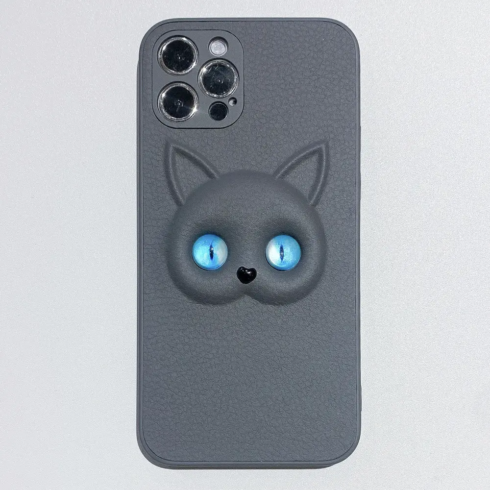 Funda de piel sintética con diseño de gato para Iphone, protector suave de tpu para teléfono Iphone 12/mini/pro/max, diferentes colores de ojos, gran oferta