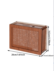 Sayaç ile ahşap kumbara yuvarlak para tasarrufu para kutusu hediye numarası için domuz ve ev şekli desen dekoratif zanaat - Product Image 6