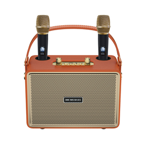 Boomsbass Wireless Wooden Bluetooth Party Speaker with FM <strong>Function</strong>, Dual Mics, Deep Bass Sound <strong>System</strong>, Karaoke Audio Box - Product Image 1