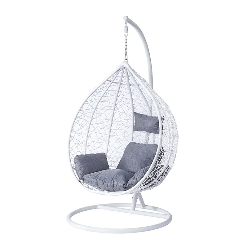 indoor garden pe rattan wicker outdoor hanging patio swings egg chair with stand for living room