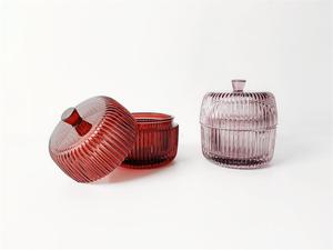 Hộp Nến Thủy Tinh Thiết Kế Gân Hộp Nến Thủy Tinh Màu Đỏ Và Tím Đường Thẳng Đứng - Product Image 2