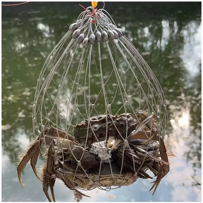 Alat pancing penangkap kepiting, kandang Lobster dapat dilipat dan portabel