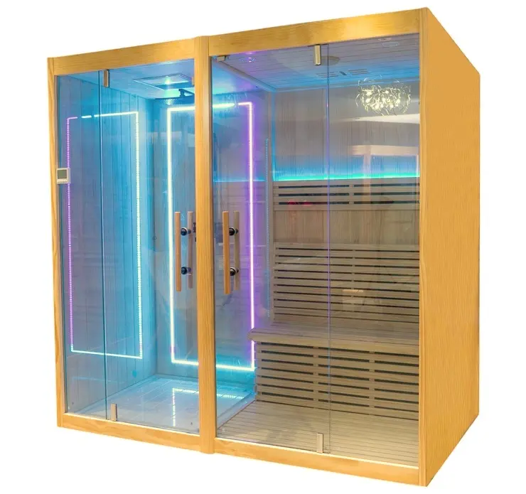 Réchauffeur de sauna 3KW 5KW 6KW Poêle de sauna avec salle de douche en bois massif de haute qualité