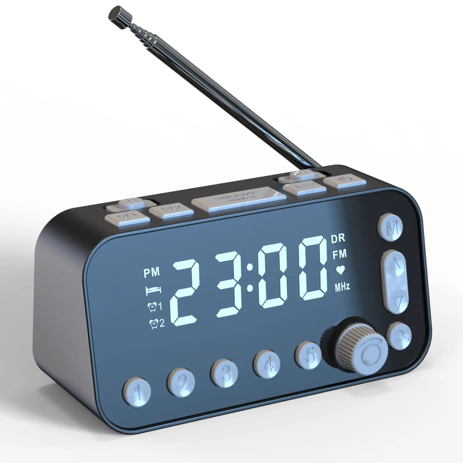 Jumbo despertador de cabeceira com tela led, despertador dab/rádio fm com duas entradas usb de carga para smartphone