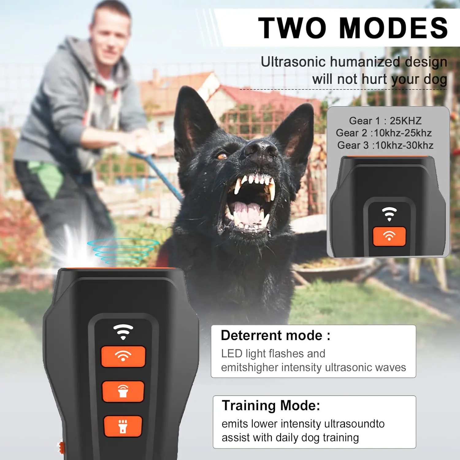 Saijzek. Yeni şarj edilebilir 3 mod 1200 MAh Anti Bark Stop Barking kontrol cihazı ultrasonik köpek Bark caydırıcı