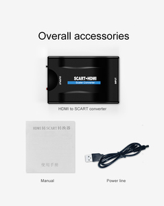 Adaptador convertidor scart a hdmi 1080p, adaptador de Audio y vídeo con alimentación para HDTV, DVD, para caja STB, Plug and Play con cable usb