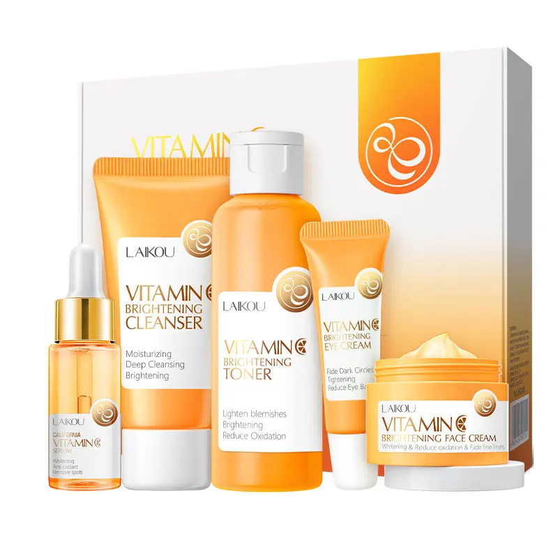 LAIKOU Organic VC Whitening Brightening vitamina C rimozione delle macchie schiarenti per il viso cura della pelle 5 pezzi Set Anti invecchiamento per la cura della pelle
