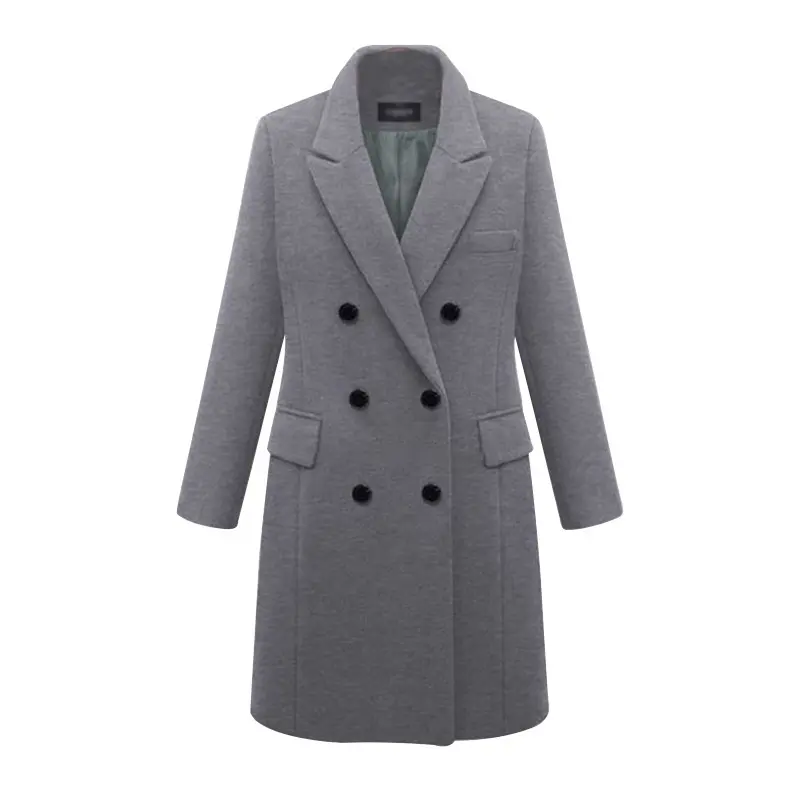 Hot Selling Fashion Style Plus Size Double-Breasted Lange Wollen Trenchcoat Dames En Vrouwen Jas