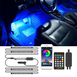 Uzaktan kumanda APP kontrol araba Led ışık 12V N1 4 adet RGB iç araba LED şerit işık ortam işığı aydınlatma kiti - Product Image 2