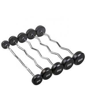 Get-Fit卸売重量挙げトレーニング家庭用ラウンドヘッドストレート & カールラバーコーティング固定バーベルバー - Product Image 2